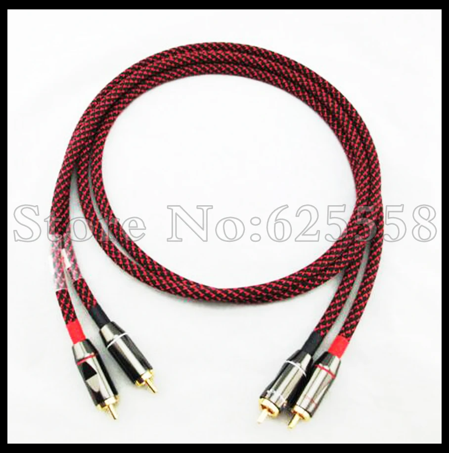 Pair(2pcs) Hifi audio  L-4E6S Star Quad High End HIFI RCA Audio Cables 7in-33ft