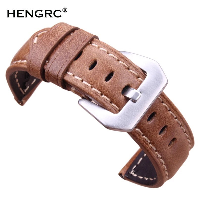 Watchbands Retro Genuine Leather Brown Men 20mm 22mm 24mm Soft Watch Band Strap Metal Pin Buckle Accessories Relojes Hombre