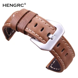 Reloj Retro genuino cuero marrón hombres 20mm 22mm 24mm suave correa de reloj banda de Metal Pin hebilla Accesorios relojes Hombre 2016