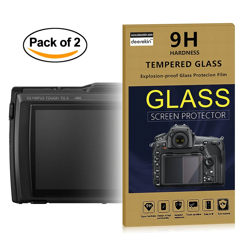 2x Self-Adhesive 0.25mm Glass LCD Screen Protector for Olympus TG-6 TG-5 TG6 TG5 TG4 TG-4 Tough TG-3 TG3 Waterproof Camera