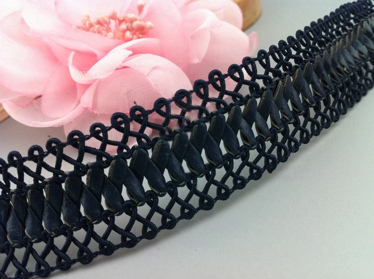 

10 yard 3cm 3.14" wide navy PU leather tapes lace trim ribbon ML72P732