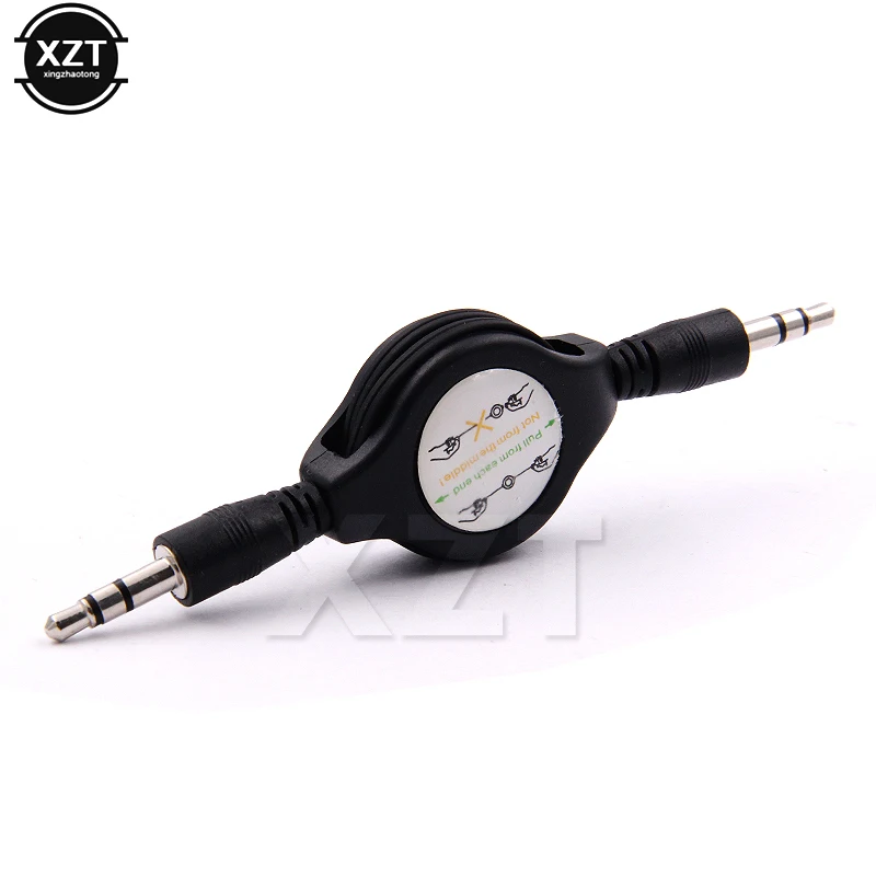 Black 3.5mm Car Telescopic Aux Audio Cable Jack Male To Male Retractable Aux Auxiliary Audio Cable Cord Vehicle MP3 Data Line