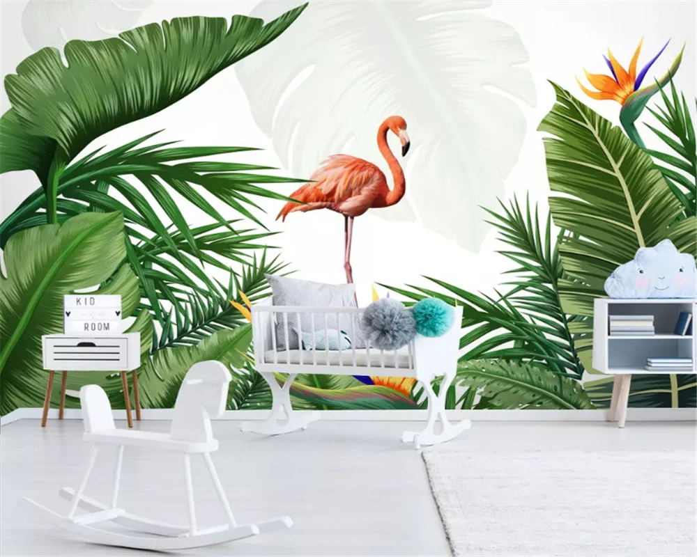 

beibehang Custom fashion classic eco wallpaper Nordic tropical plant flamingo background papel de parede wall papers home decor