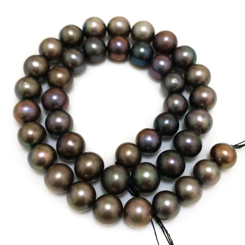 16 inches 10-11mm AA+ High Luster Dark Gray Natural Real Round Pearl Loose Strand