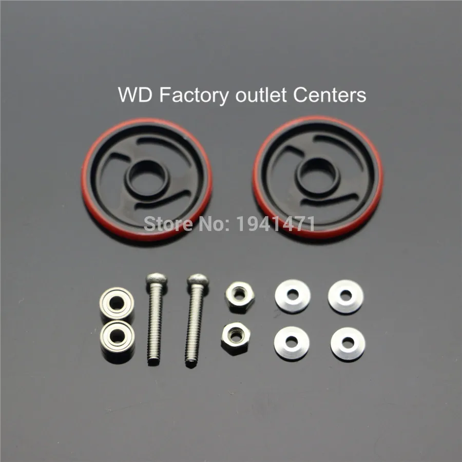 RFDTYGR 4 Sets 19mm Aluminum Rollers  w/Plastic Rings Self-made Parts For Tamiya Mini 4WD19mm Ball-Race  Guide -Wheel D016