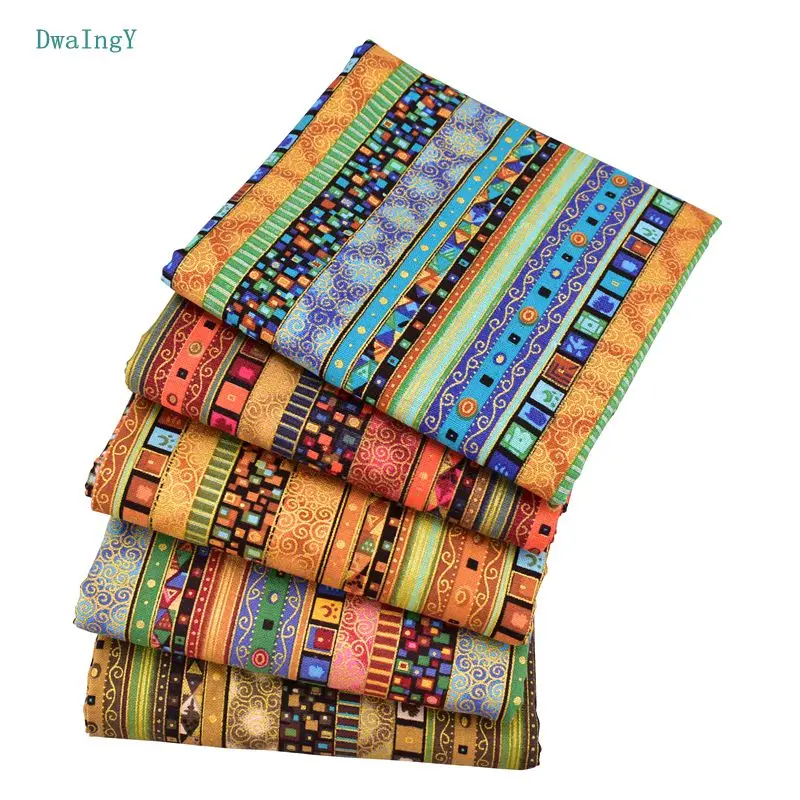 DwaIngY 5pcs/lot or 45cmx45cm/piece Printed Cotton Linen Fabric For Patchwork DIY Quilting Sewing pillowcase Placemat Cushion