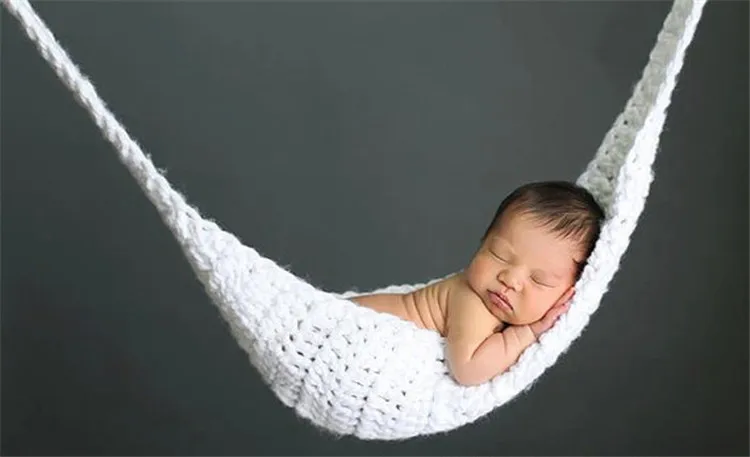 baby hammock newborn baby infant white knitted cradle photography bed sleeping bag crib basket factory sales free shipping