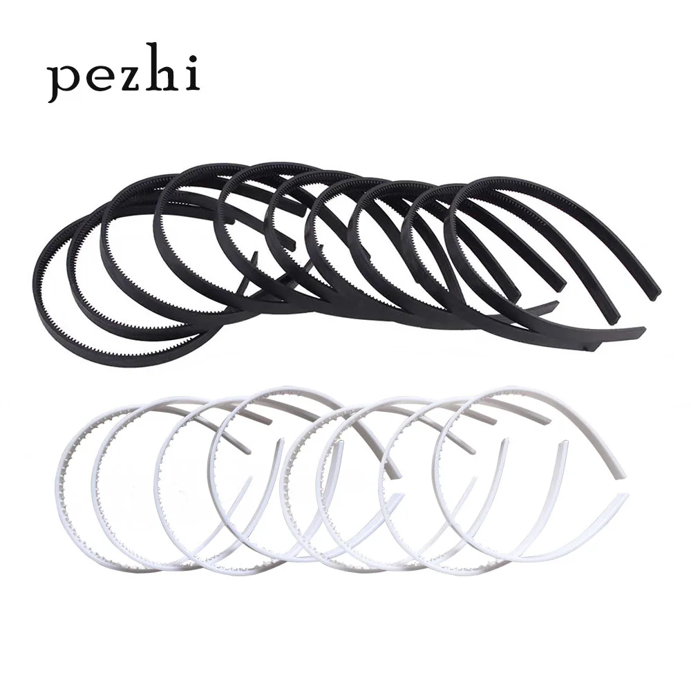 20pcs DIY  headband ABS 10mm 15mm girl step tooth plastic semi-finished HairHoop toothed plastic head buckle white black