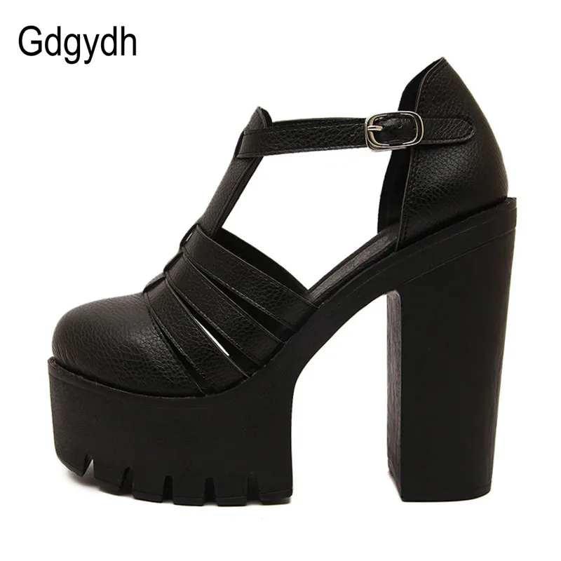 Gdgydh-sandalias romanas de plataforma alta para mujer, zapatos informales con correa y hebilla en el tobillo, color blanco y negro, gran oferta,