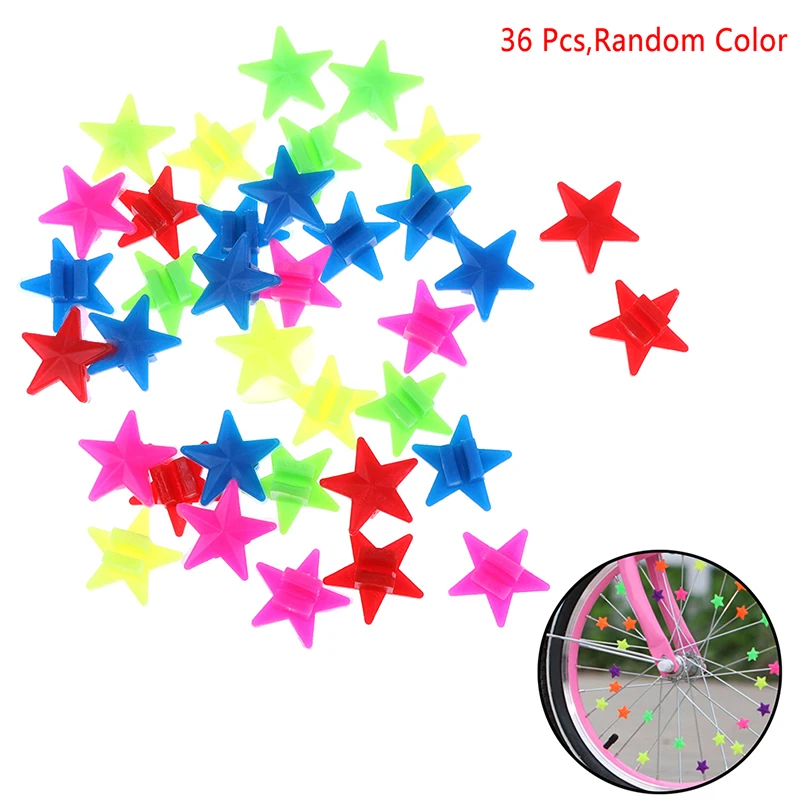 36Pcs Plastic Multi-color Bike Cycle Wheel Spoke Stars Children Kids' Bicycle Cycling Decors Great Gift (Mix Color)