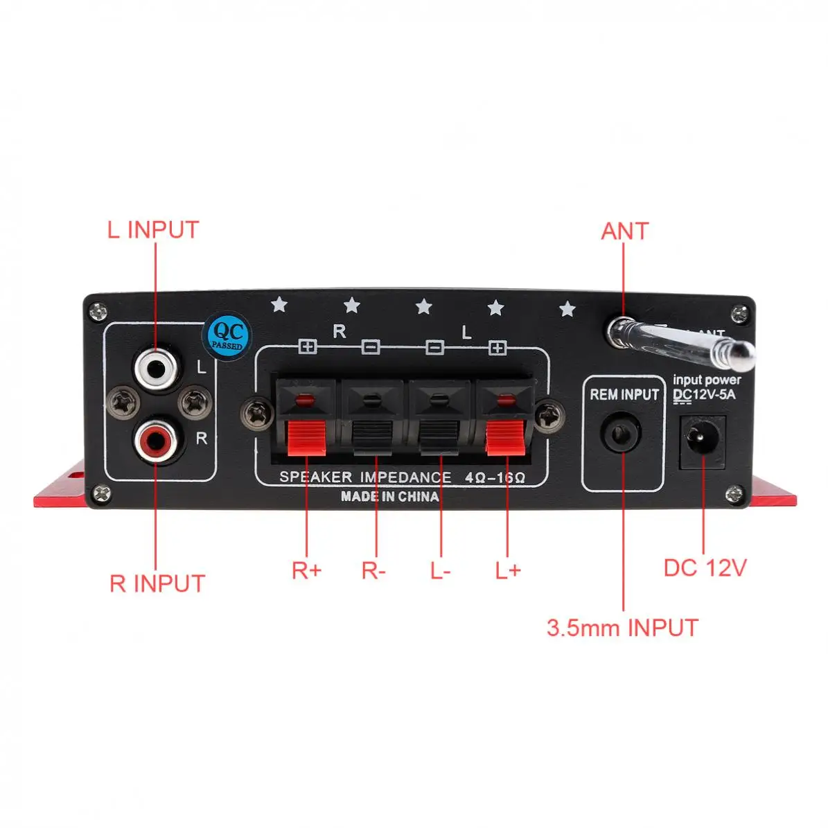 AMPLIFICADOR DE POTENCIA de 2 canales, reproductor estéreo de Radio FM, HiFi, 20W X 2, compatible con entrada USB / SD / DVD / MP3 con Control remoto