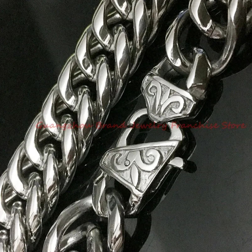 16mm Heavy Mens Chain Boys Necklace Double Curb Cuban Link