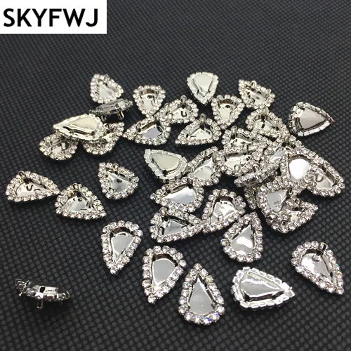 

Белый K цвет, пришивной металлический коготь с фотоэлементами 8x13 мм, стеклянные кристаллы в форме слезы, Новое поступление