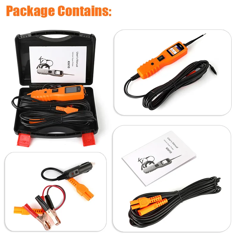 KZYEE KM10 Automotive Circuit Tester Power Circuit Probe Kit Electrical System Diagnostic Tool 12V 24V Voltage Power Scanner