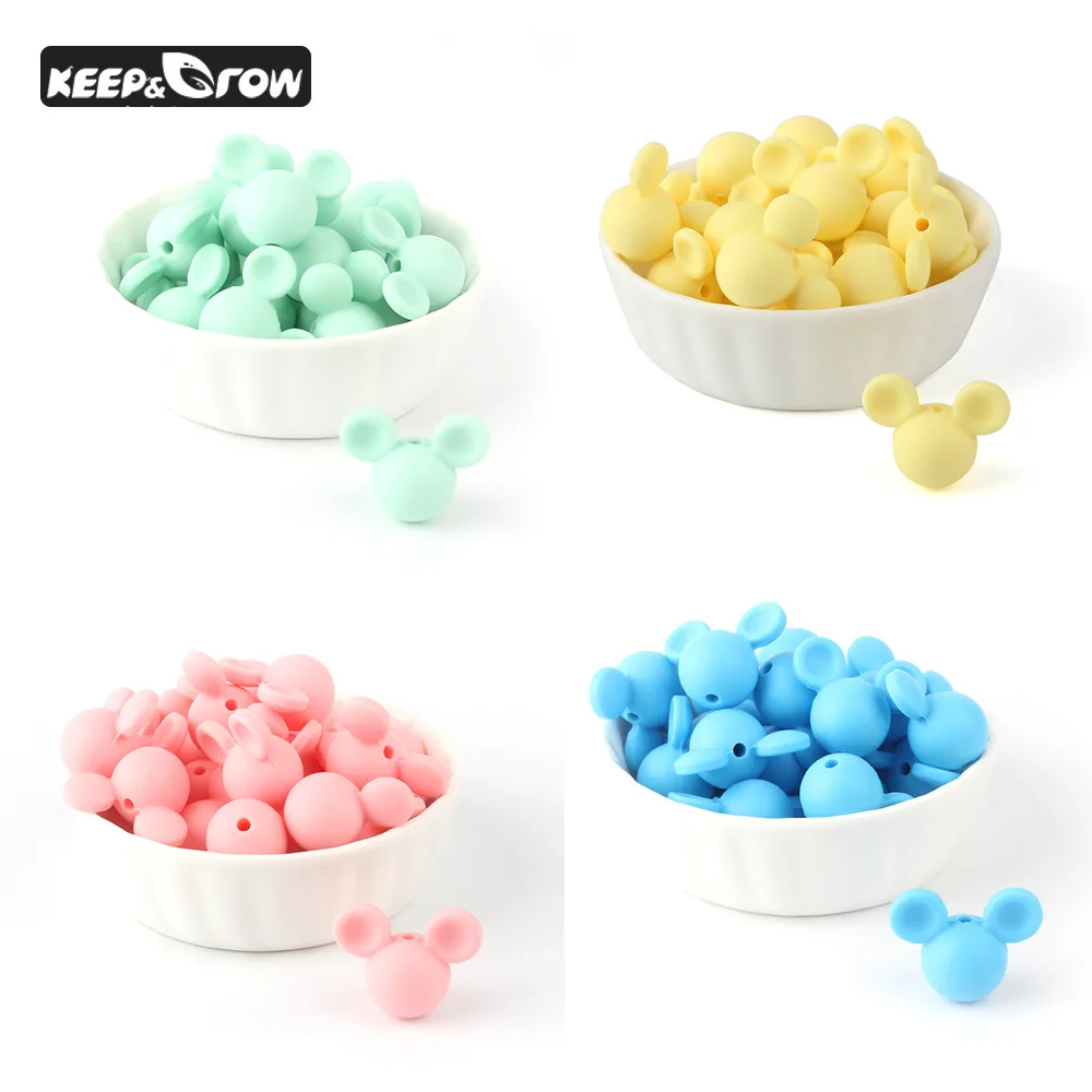 

Keep&Grow 500Pcs Silicone Beads Mouse Baby Teething Beads Food Grade Silicone Chewing Beads DIY Pacifier Pendant Necklace Toy