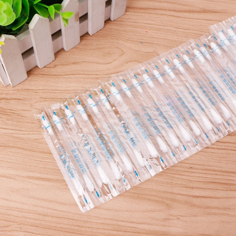 50pcs Disposable Medical Alcohol Stick Disinfected Cotton Swab Care Tool Aid Kit