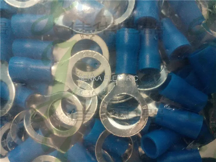 500pcs RV2-12 AWG16-14 Circular pre-insulating terminal 1/2 Round shape Cold pressed crimp ring terminals