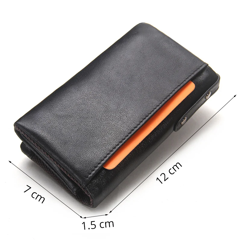 CONTACT'S Genuine Leather Men Key Wallet Small Male Purse with Coin Pocket Key Holder Man Pouch Housekeeper High Quality Keyring