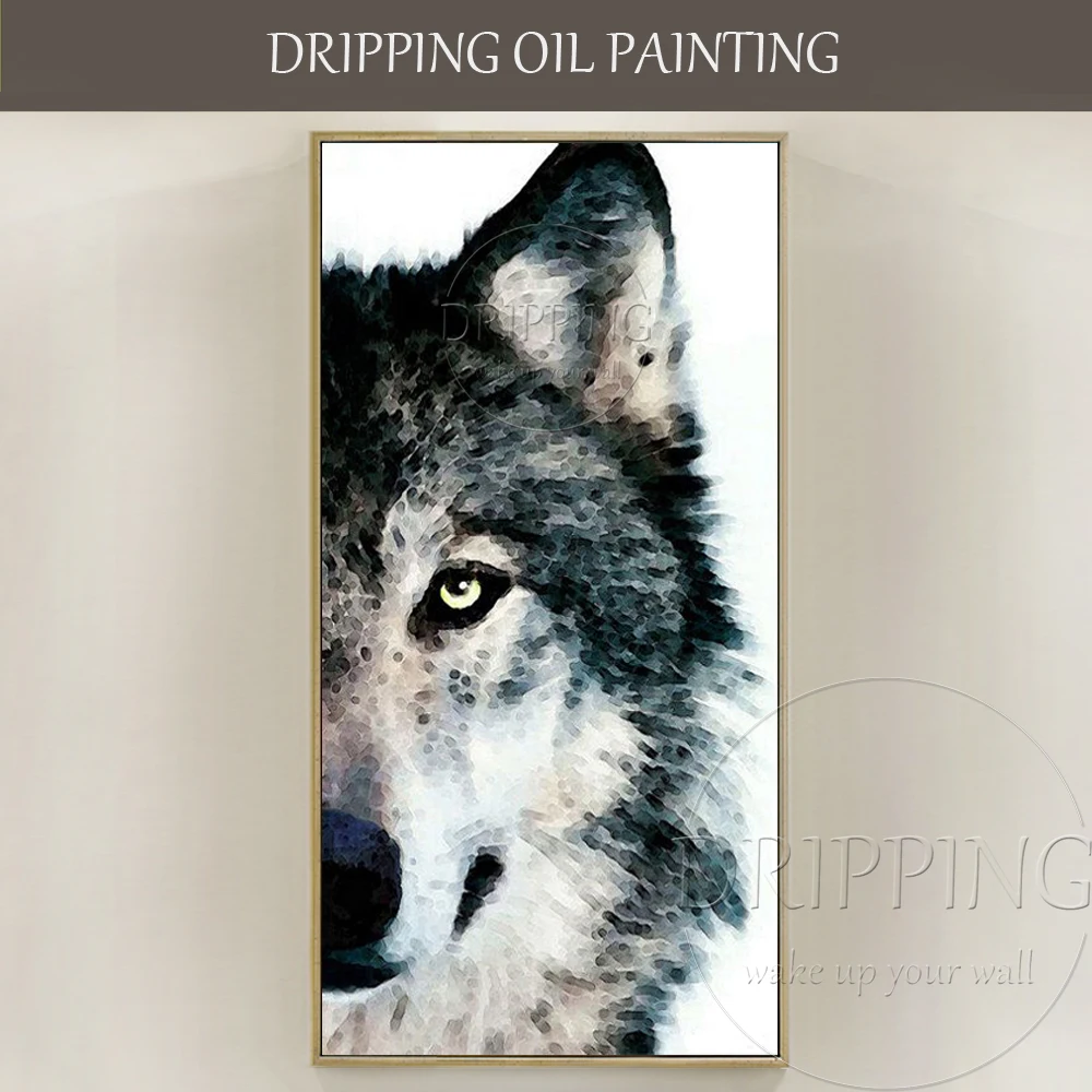 

Skilled Artist Hand-painted High Quality Animal Wolf Oil Painting on Canvas Modern Decor Painting Animal Wolf Head Oil Painting