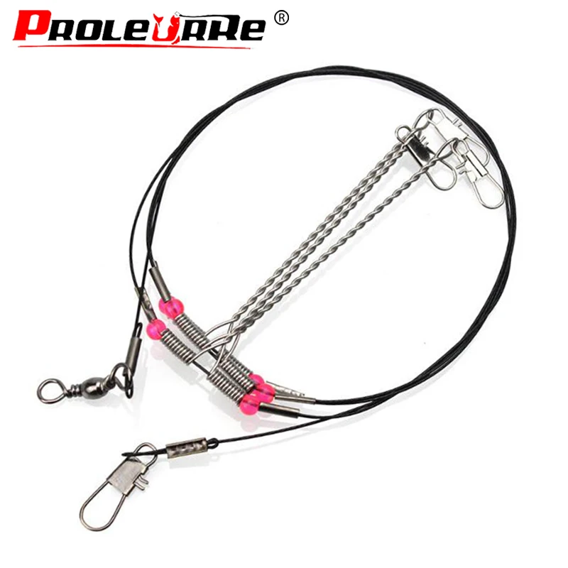 Proleurre Stainless Steel Fishing Rigs Wire Leader Rope Line Swivel String Hooks Balance Bracket Fishing Tackle Accessories