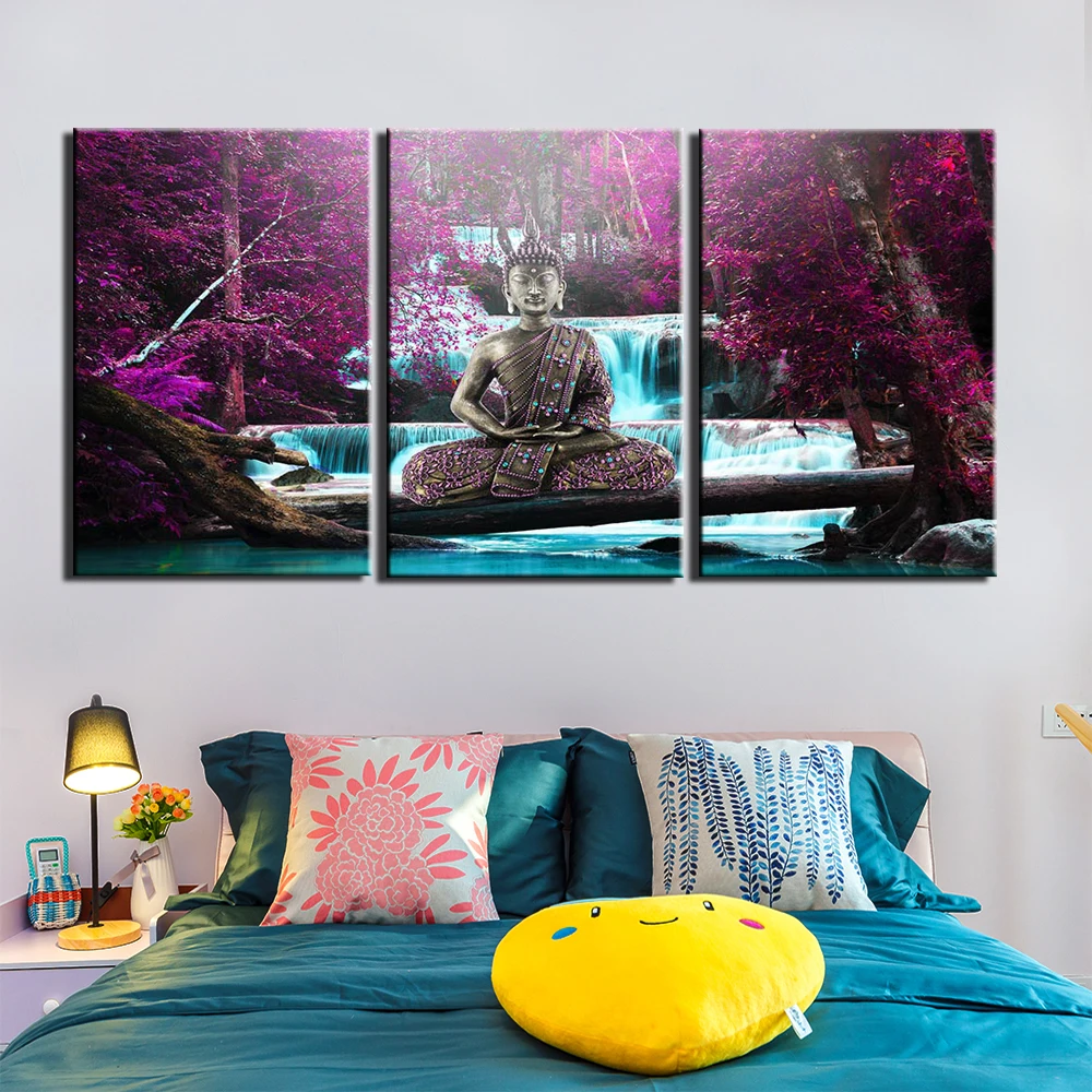 Canvas Prints Pictures Living Room Wall Art 3 Pieces Painting Home Decor Modular Beautiful Abstract Buddha Poster Framed