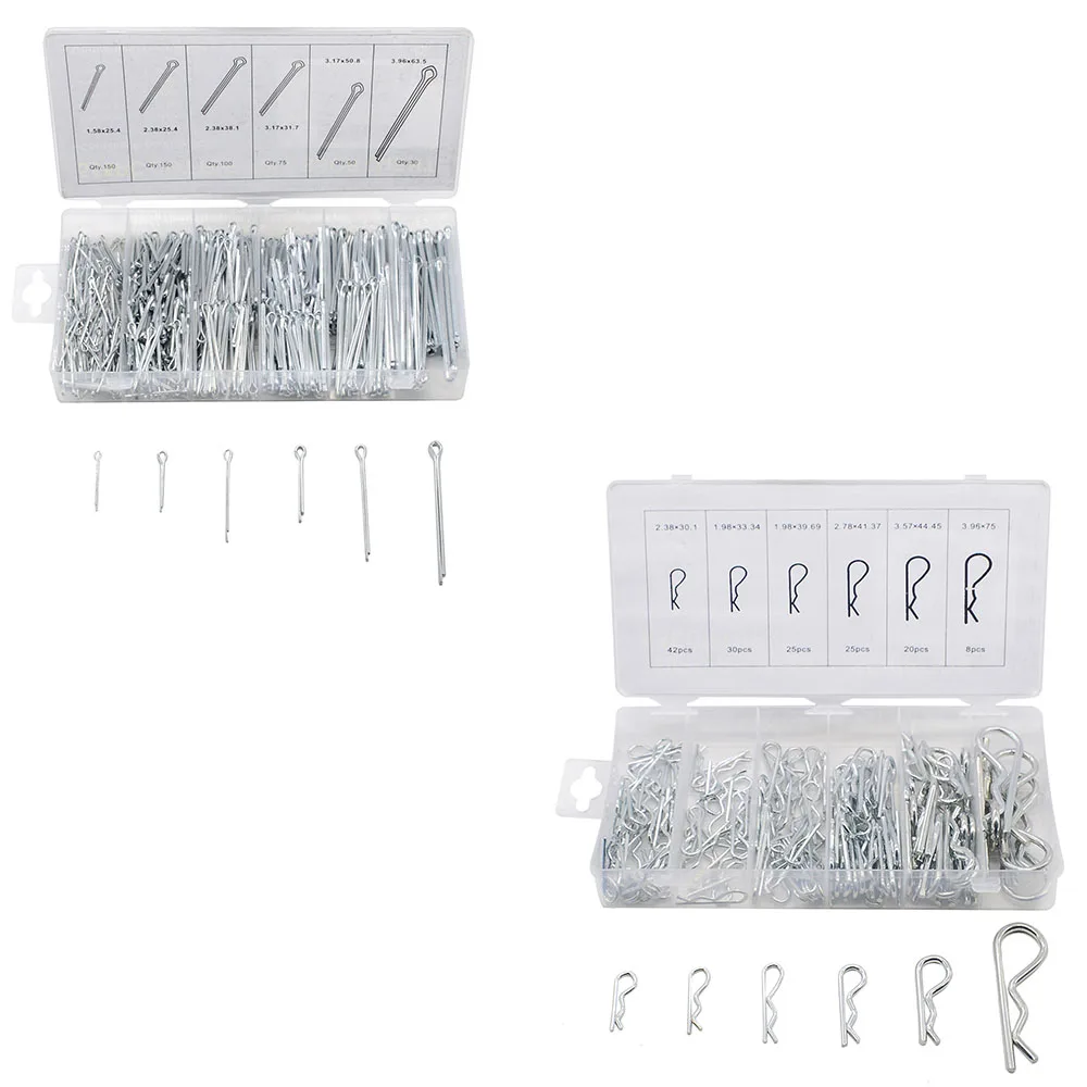 

150pcs 555pcs fasteners R type split cotter pin safety cotter wave pin Open elastic pins Hairpin Cotter pin