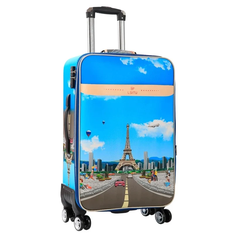 GraspDream 24 carry-on Suitcase with wheels Girl and kids cartoon pictures luggage travel bag trolley bags children's suitcases