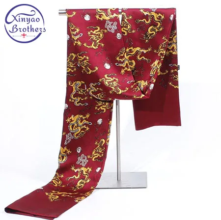 

Best Selling Top brand Dragon Print Silk Scarf men Spring foulard collar