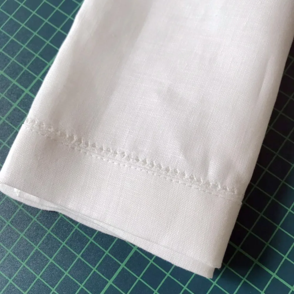 1 Piece 100% Pure Linen hemstitch napkins in white color, 45X45cm