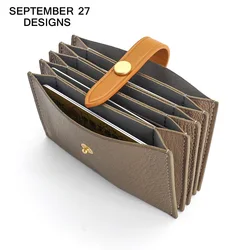 Credit Card Bag Women Genuine Leather Luxury Accordion ID Bus Card Wallet Casual Ladies Money Bag Mini Purses