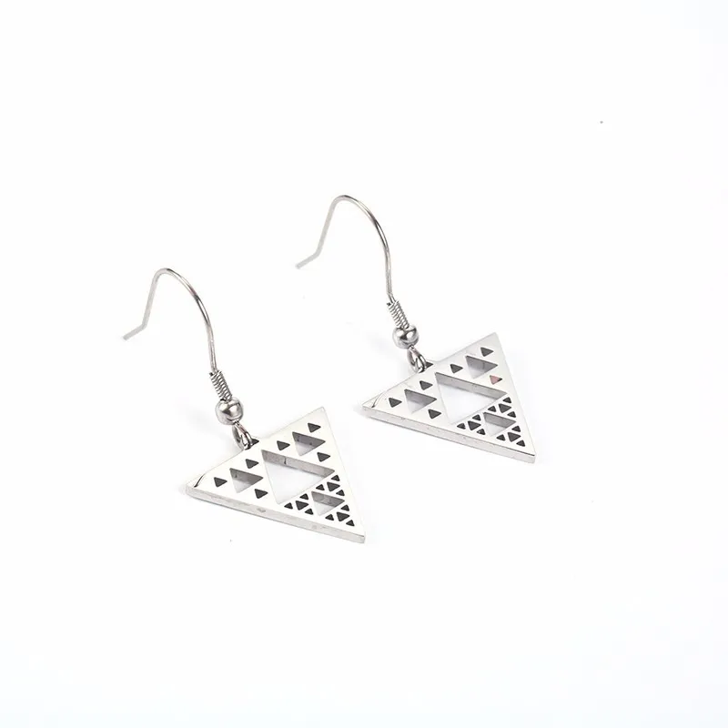 Stainless Steel Classic Geometry Hollow Triangle Math Creative Drop Earrings Jewelry Gift For Women