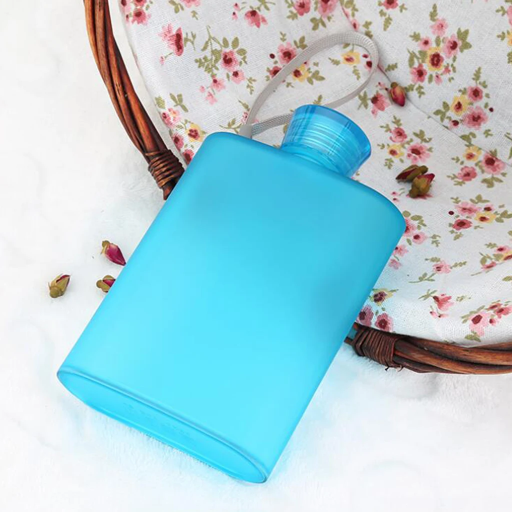 400ml Reusable Small Drinking Water Bottle - BPA Free, Leakproof, Refillable Flat Memo Slim Thin Flask for Sport, Travel, School