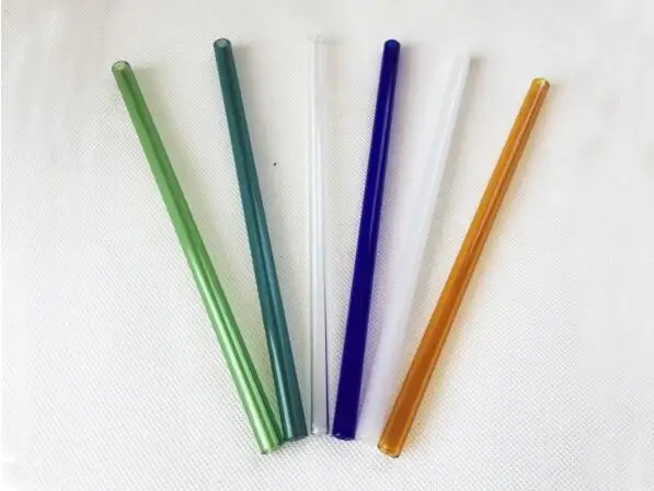 

100pcs Reusable Wedding Birthday Party Strait Colors Glass Drinking Straws Thick Straws lin2946