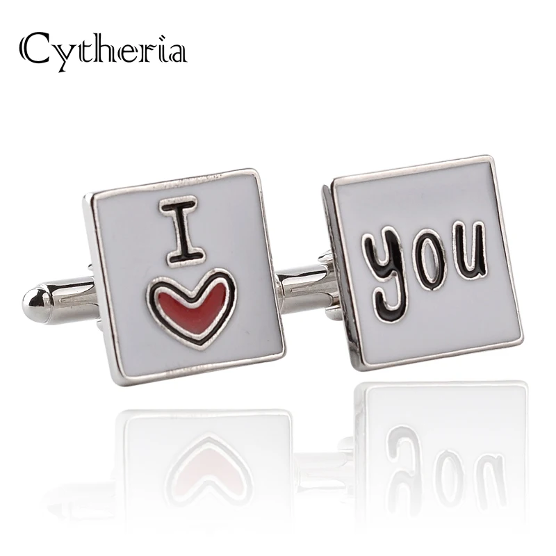 

Запонки мужские свадебные с надписью «i love you»