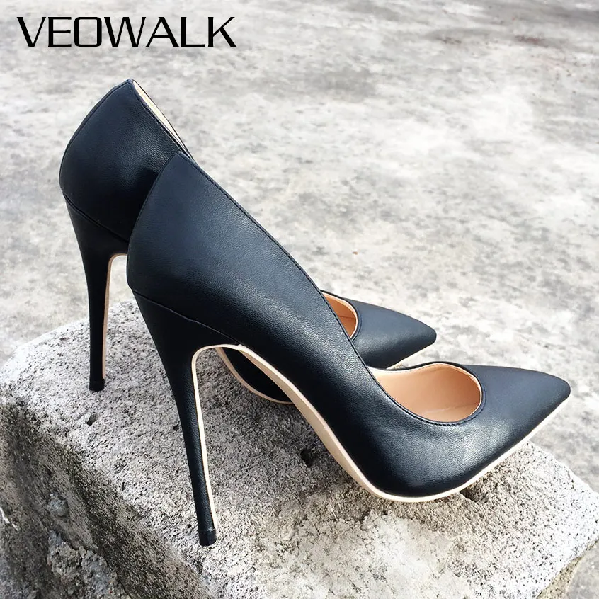 Veowalk Brand 2020 Top Quality High Heels 12CM Shoes Women Pumps Sexy Pointed Toe Women Stilettos Shoes Chaussure Escarpins