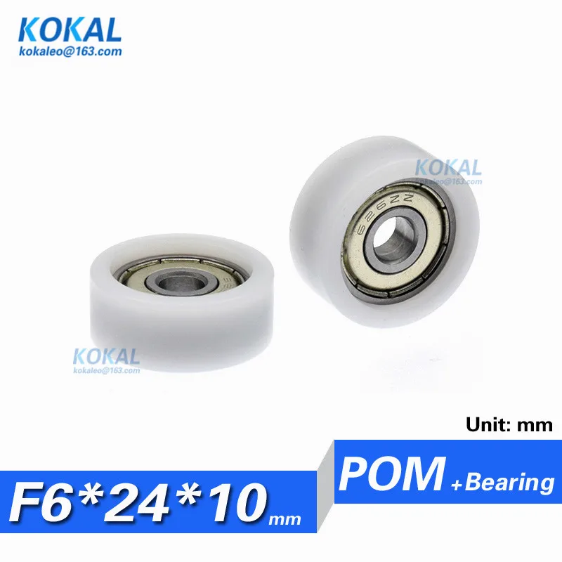 [F0624-10] 1 cái/lốc phẳng loại 626zz 626 bóng mang tráng với POM PA Nylon nhựa bánh xe ròng rọc không -tiêu chuẩn ròng rọc mang