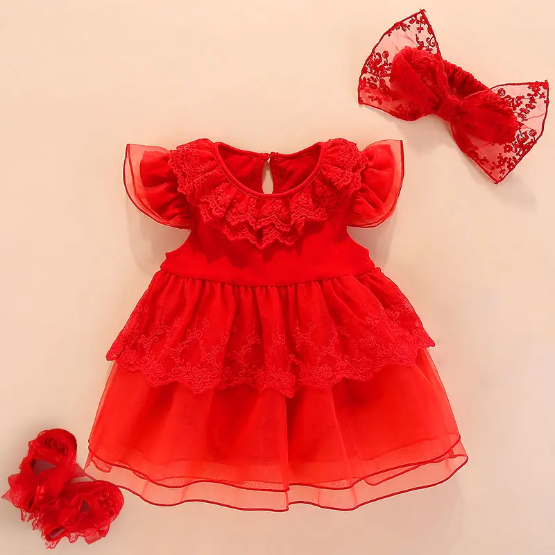 New Born Baby Girls Infant Dress&clothes Summer lace Kids Party Birthday Outfits set Christening Gown 3 6 months Baby Jurk Zomer