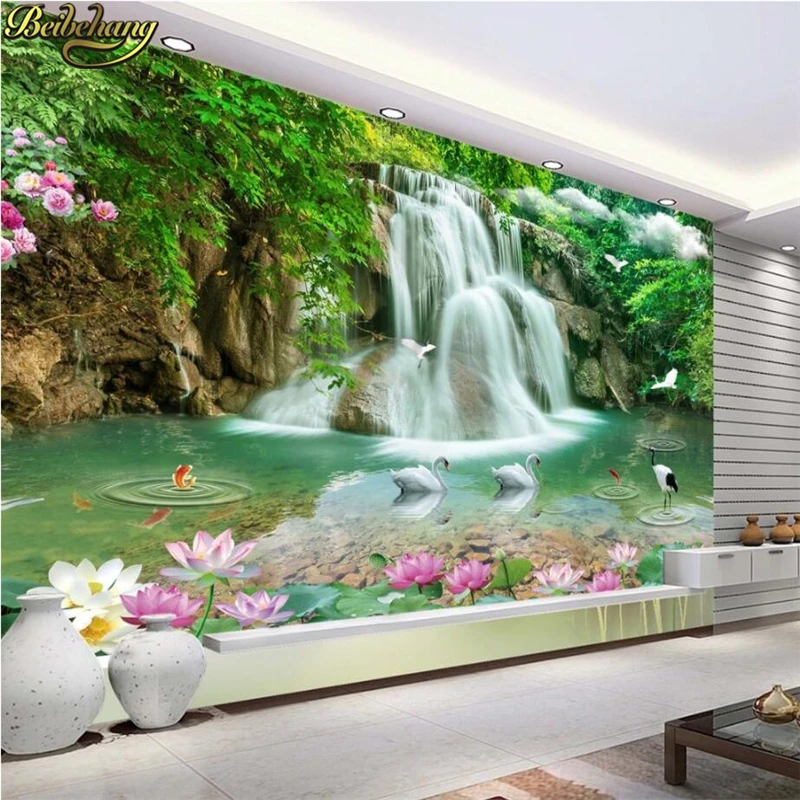 

Обои beibehang под заказ, задний фон для телевизора, водопад, обои из бумаги, 3D обои для спальни, напольное покрытие