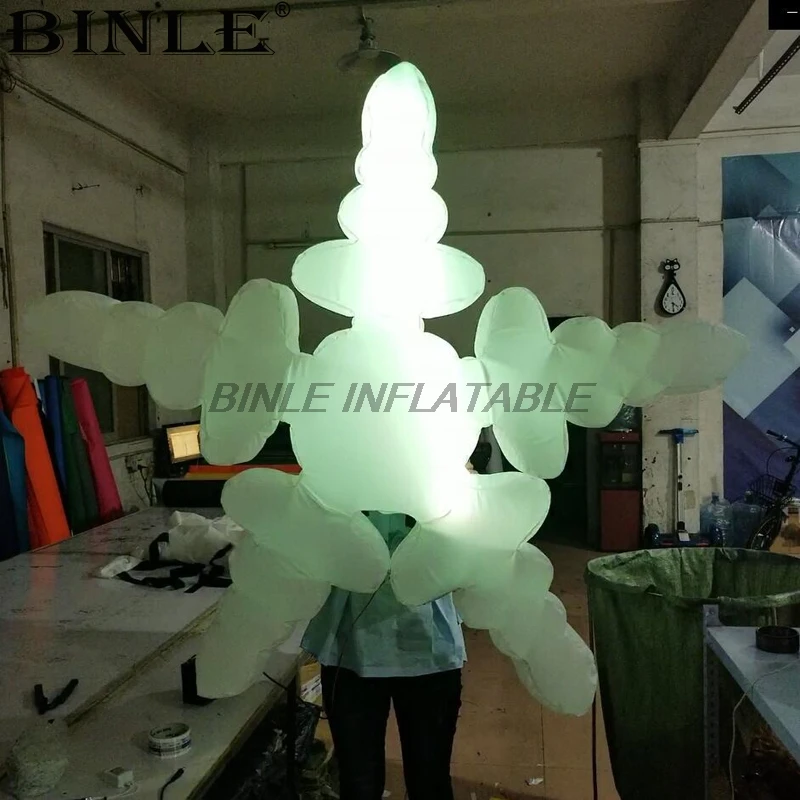 Creative stage event decoration inflatable performance costumes inflatable snowflake costume with colorful led lights