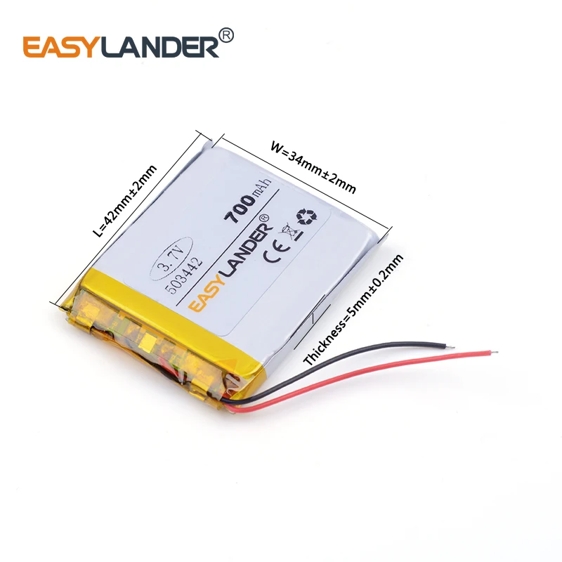 

503442 3.7V 700mAh Rechargeable Lithium Li-ion Polymer Battery for E-book Bluetooth Speaker toys Camera