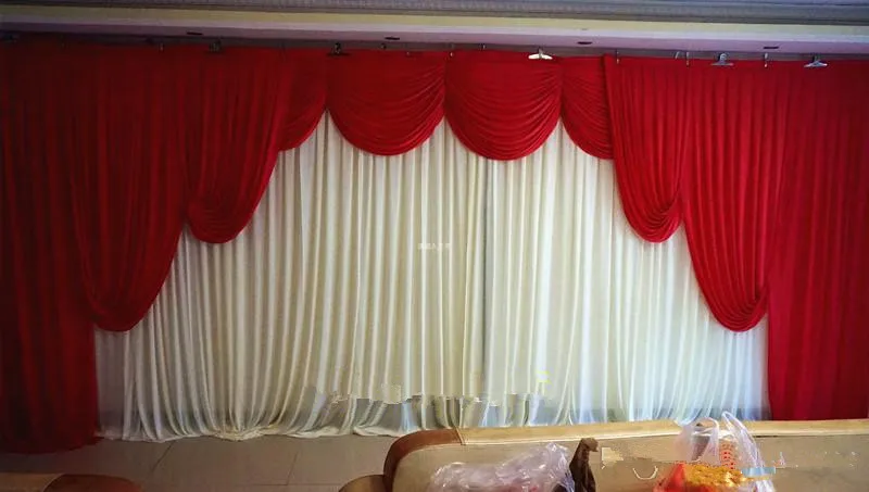 10ftx20ft Wedding Backdrop with Swags Party Celebration Stage Wall Background Curtain CR-78