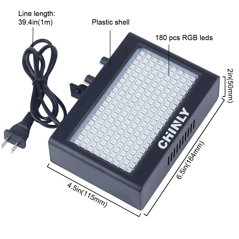 CHINLY-luz estroboscópica portátil con Control remoto de sonido, 35W RGB de dispositivo de iluminación, 180 LED, velocidad ajustable para escenario,