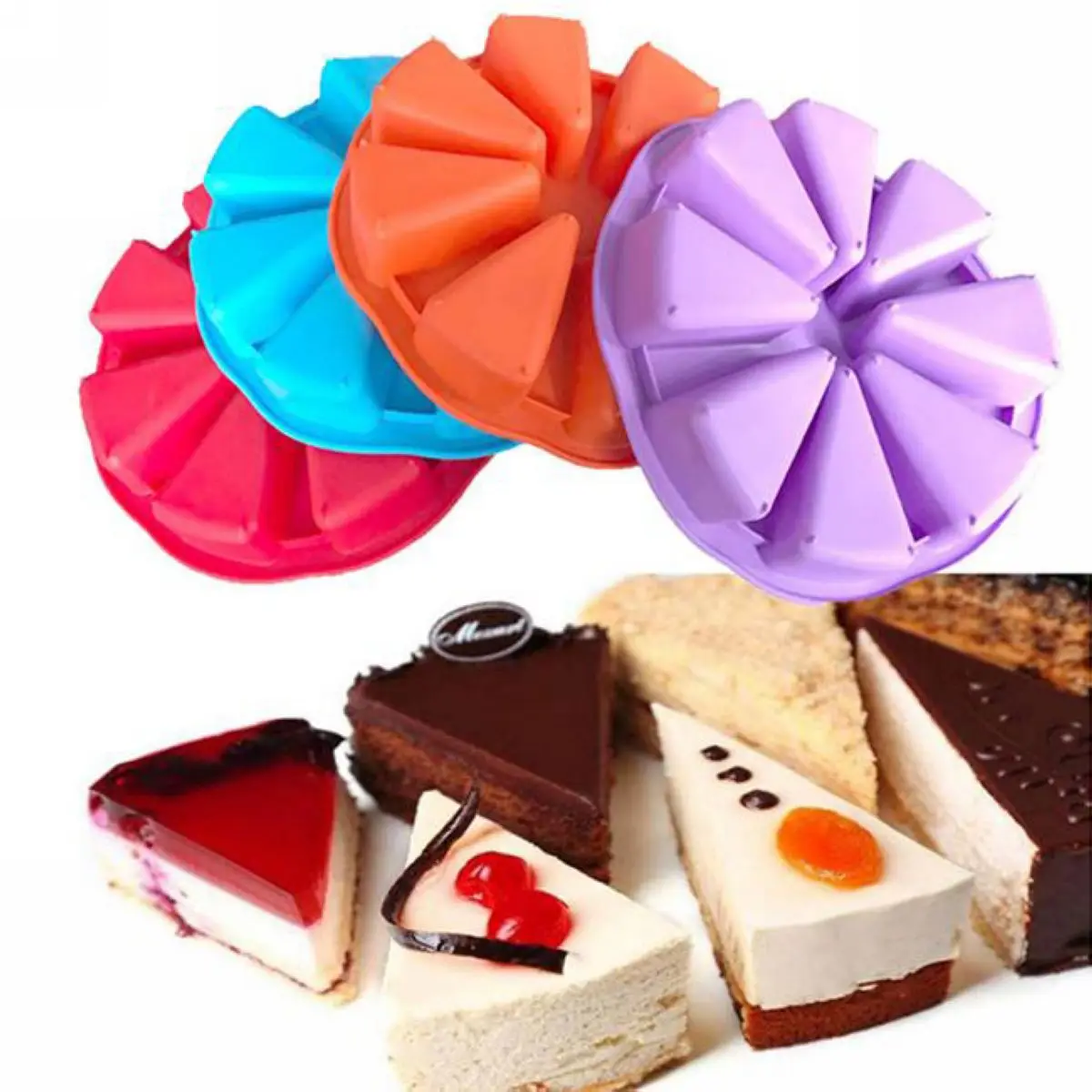 New 8 Cavity Scone Shape Silicone Cake Pan Chocolate Tool Fondant Cake Decorating Mold Baking Mold