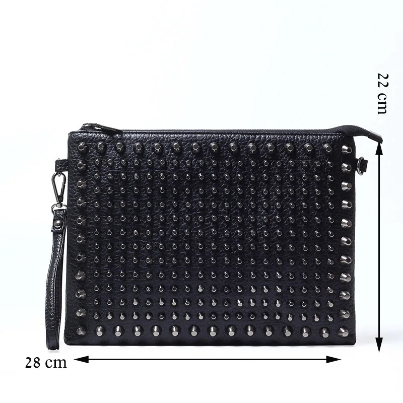 Annmouler Unisex Fashion Women Clutch Bag Pu Leather Crossbody Bag Punk Style Shoulder Bag Unisex and Women Rivet Handbag Purse