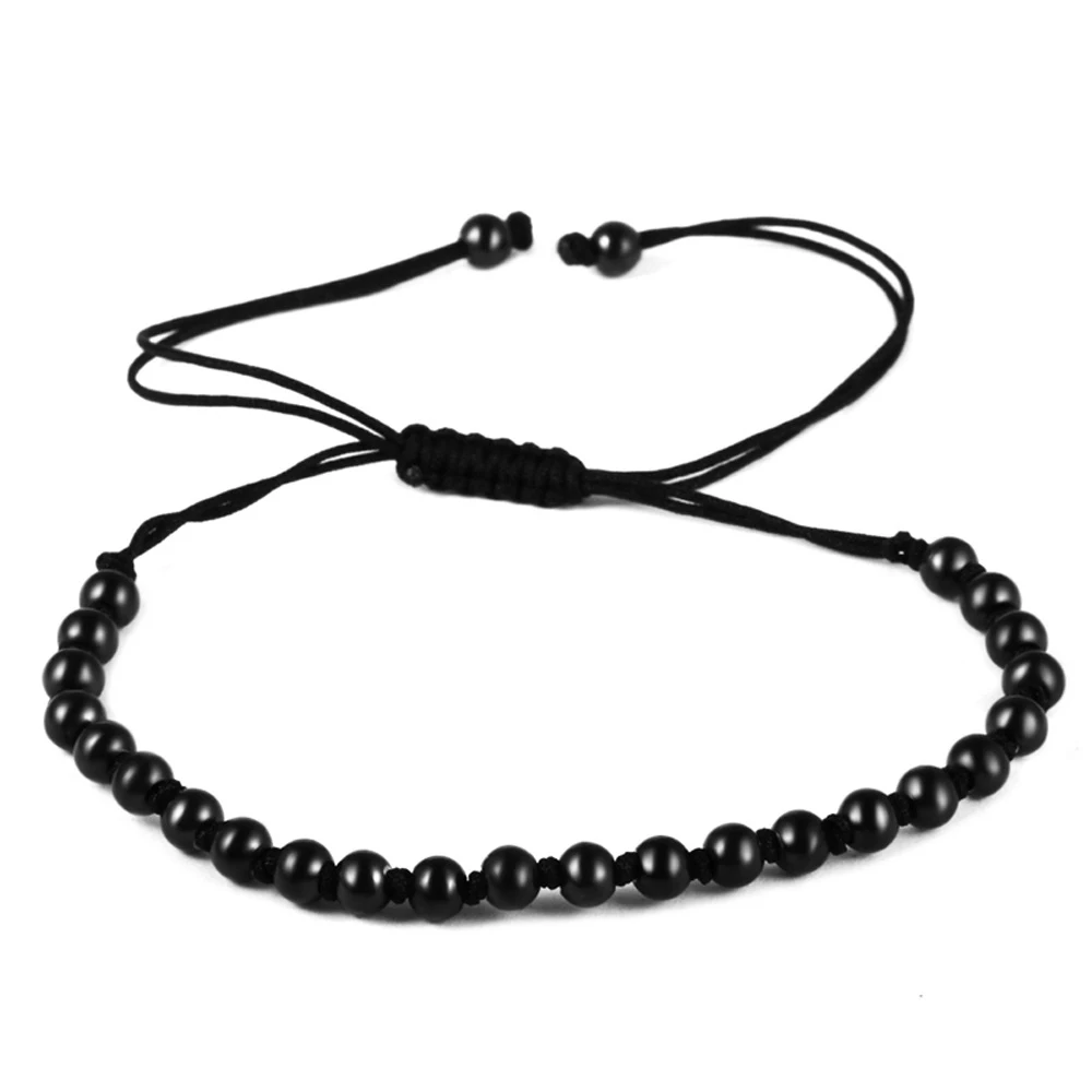 

(10 pieces/lot) Anil Arjandas red/black Rope Weaving Bracelets For Lovers Stainless Steel Round 5MM Beads Braided Bracelet