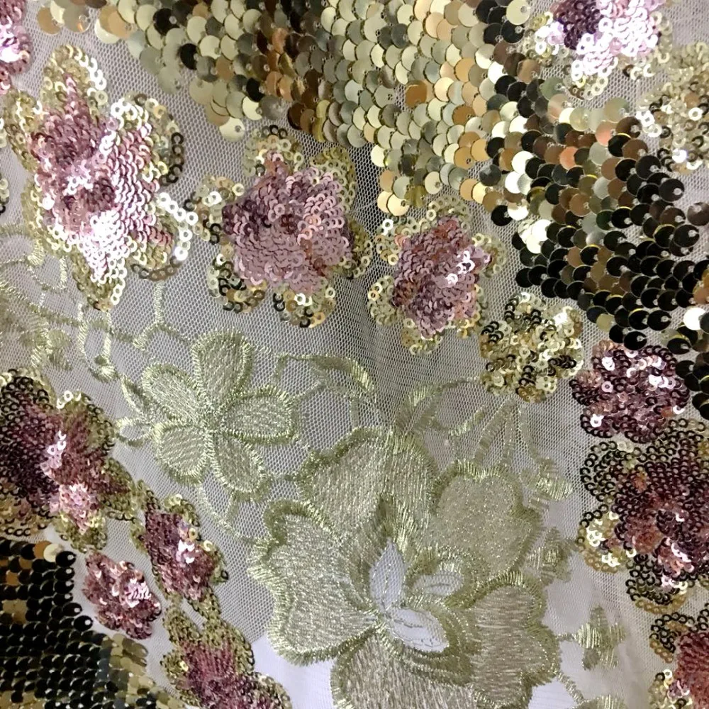 LASUI 1 y/1 lot 4 colors Good quality 3D flowers Sequin embroidery lace fabric pretty DIY for clothing wedding dress X0409