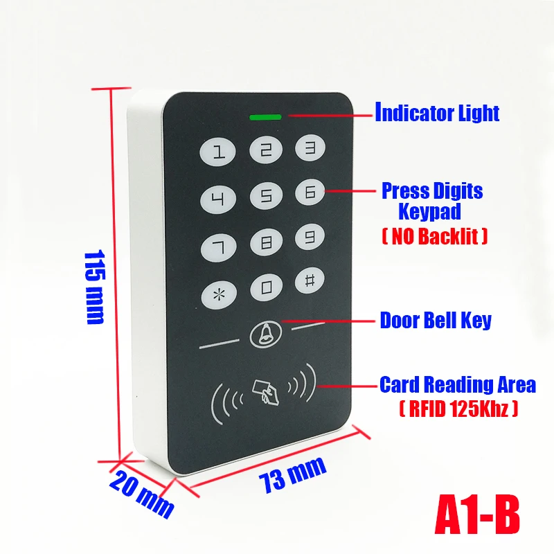 Imagem -02 - Teclado Proximidade Rfid Card Door Lock Controller Sistema de Controlo de Acesso de Entrada a1 125khz