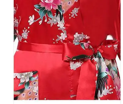 2015 Silk Bathrobe Women Satin Kimono Robes For Women Floral Robes Bridesmaids Long Kimono Robe Bride Silk Robe Dressing Gown