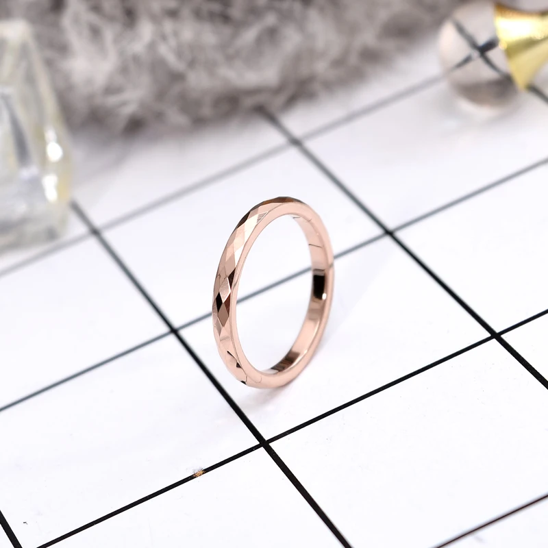 

YUN RUO Fashion Rose Gold Color Simplify Rhomb Finger Ring Woman Gift Party 316L Titanium Steel Jewelry Never Fade Free Shipping