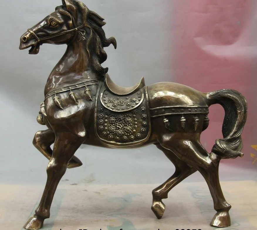 China Bronze Copper Sculpture Lucky Fengshui Auspicious Zodiac War Horse Statue